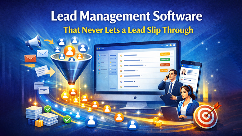 Digital illustration featuring a sales funnel and dashboard designed to ensure no potential business lead slips.