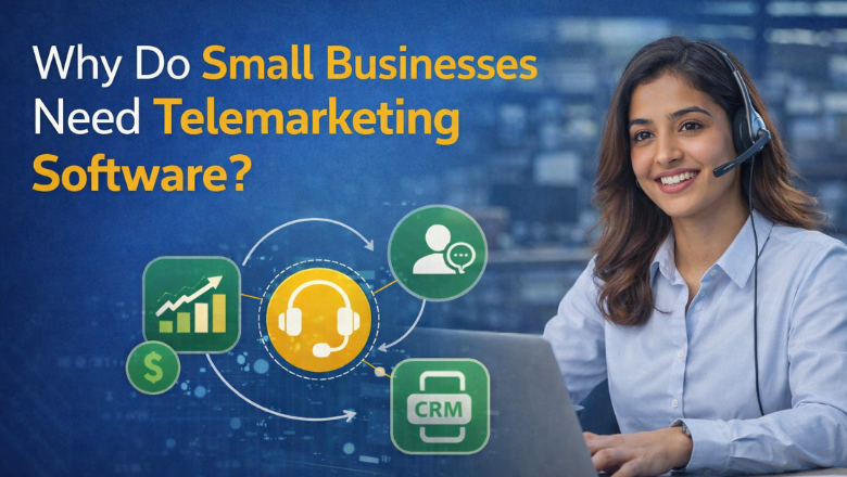 Small business representative illustrating the benefits of telemarketing CRM software.