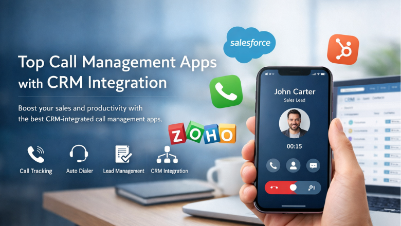 Smiling telecaller with headset highlighting benefits of CRM call integration.