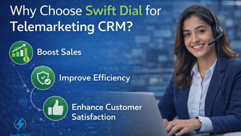 A professional woman using telemarketing CRM software to boost sales.